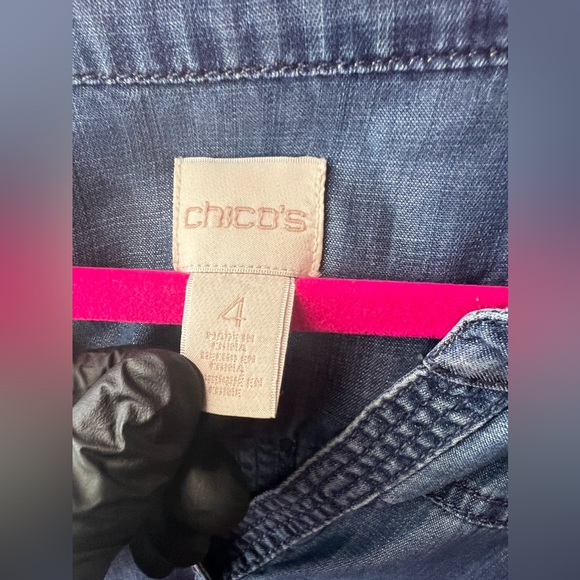 Chico’s Lyocell 4/XL Flare Bell Sleeve Top Women Chambray Bohemian Gypsy Casual - Picture 6 of 9